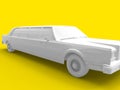 3D rendering of an american limousine isolated on yellow empty background