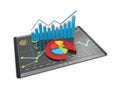 3D Rendering analysis of financial data in charts - modern graphical overview of statistics Royalty Free Stock Photo