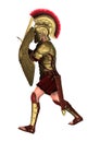 3D Rendering Ancient Greek Soldier on White