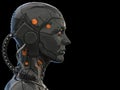 Android robot cyborg woman humanoid side view - 3d rendering
