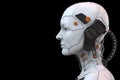 Android robot cyborg woman humanoid side view - 3d rendering