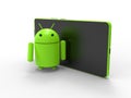 3D rendering - Android Robot reflecting in the screen of a smartphone