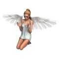 3D Rendering Angel on White