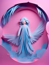 3d rendering, angel wings in blue and pink cave, Ai Generated