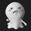 3d rendering of an angry cute ghost isolated on a dark background Royalty Free Stock Photo