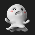 3d rendering of an angry cute ghost isolated on a dark background Royalty Free Stock Photo