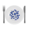 3d rendering of antibiotic pills on plate isolated over white Royalty Free Stock Photo