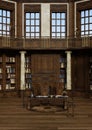 3D Rendering Antique Library