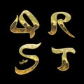 Arabic style golden alphabet - letters Q-T