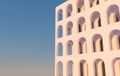 3d rendering. Arch hallway geometric background, architectural corridor, arch columns, empty wall. ancient housing Banner for