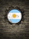 Old Argentina flag in brick wall Royalty Free Stock Photo