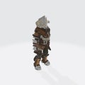 3D rendering of an armored character of a warrior in a standing stance