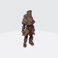 3D rendering of an armored character of a warrior in a standing stance