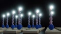 A 3d rendering of array of illuminated DNA biosensors Royalty Free Stock Photo