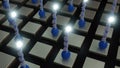 A 3d rendering of array of illuminated DNA biosensors Royalty Free Stock Photo