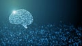 3D Rendering of Artificial cybernetic circuit brain inside side view on abstract binary background. Royalty Free Stock Photo
