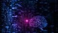 3D Rendering of artificial intelligence AI is operating with abstract data. Glowing brain circuit. Royalty Free Stock Photo