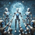 3D rendering artificial intelligence AI Teamwork, Royalty Free Stock Photo