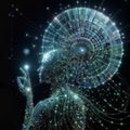 3d rendering of artificial intelligence concept with AI and circuit board, generative ai
