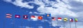 3D rendering of asean country`s flags