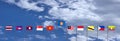 3D rendering of asean country`s flags on sky