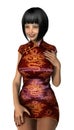 3D Rendering Asian woman on white