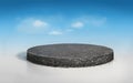 3D rendering asphalt road on circle cross section isolated on blue sky Royalty Free Stock Photo