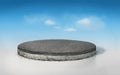 3D rendering asphalt road on circle layered concrete cement cross section isolated on blue sky