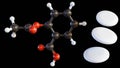 aspirin molecular structure with white medicines Royalty Free Stock Photo