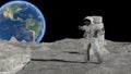 3D rendering. Astronaut Dancing on the moon. CG Animation. Elements of this image furnished by NASA. Royalty Free Stock Photo