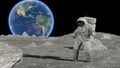 3D rendering. Astronaut Dancing on the moon. CG Animation. Elements of this image furnished by NASA. Royalty Free Stock Photo