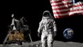 3D rendering. Astronaut saluting the American flag. CG Animation. Elements of this image furnished by NASA