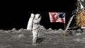 3D rendering. Astronaut saluting the American flag. CG Animation. Elements of this image furnished by NASA.