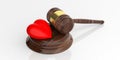 3d rendering auction gavel and a red heart