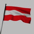 The flag of Austria flutters in the wind. 3d rendering, isolated image.