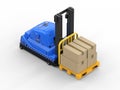 Automatic forklift with cardboard boxes