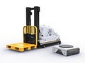 Automatic forklift with warehouse robot