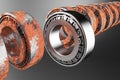 3D rendering. Automotive bearings auto spare parts. Tapered roller bearing