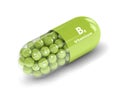 3d rendering of B6 vitamin pill with granules Royalty Free Stock Photo