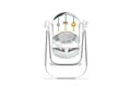 3D rendering baby rocking chair with toys front view white background no shadow