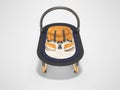 3D rendering baby seat with stand for carrying child on gray background with shadow