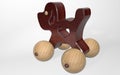 3d rendering baby toy stroller wooden dog