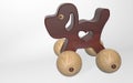 3d rendering baby toy stroller wooden dog