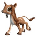 3D Rendering Baby Unicorn Deer on White