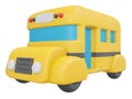 3D Rendering back to school bus cartoon style.