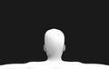 3d rendering. Backside of White human head part with clipping path isolated on black background.