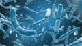 3D rendering bacteria closeup in blue background Royalty Free Stock Photo