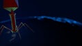 3D rendering bacteriophage flu virus micro organism cell under microscope, coronavirus disease, COVID-19, 8K