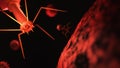 3D rendering bacteriophage flu virus micro organism cell under microscope, coronavirus disease, COVID-19, 8K