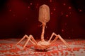 3D Rendering of Bacteriophage Virus on Bacterial Cell Royalty Free Stock Photo